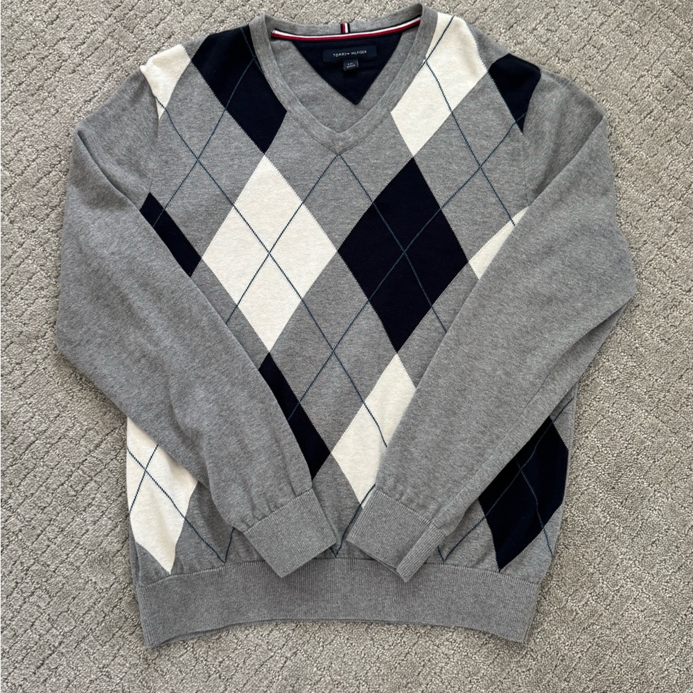 Tommy Hilfiger Gray V-Neck Sweater